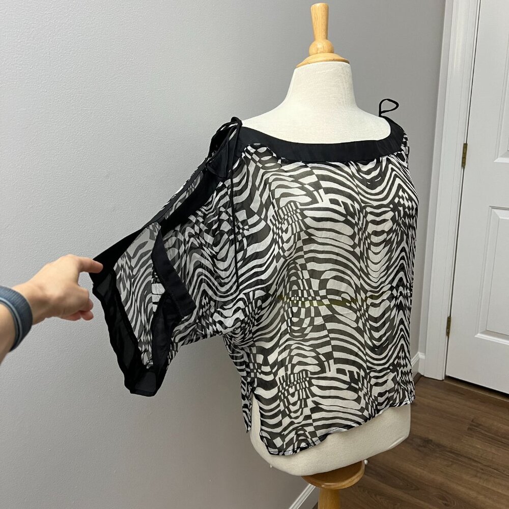 Nordstrom 100% Silk Modern Tie Sleeve Sheer Tunic Top
